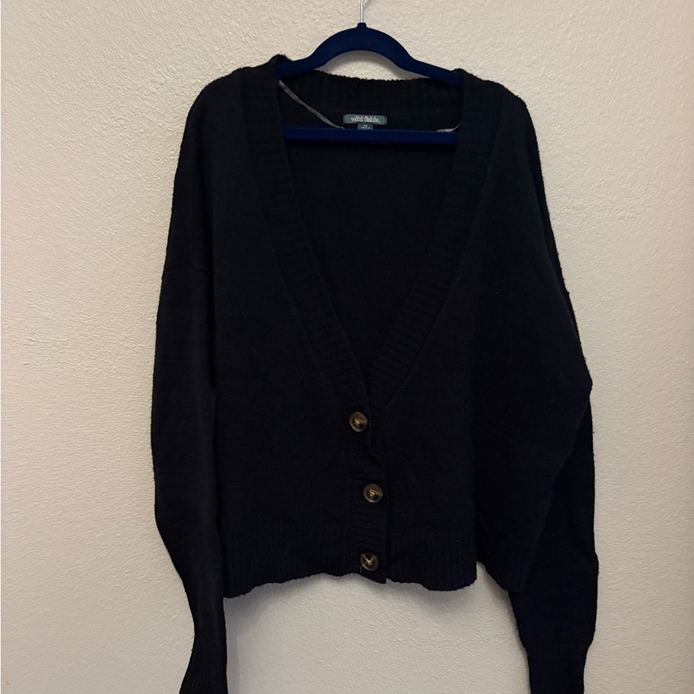 Wild Fable Black Cardigan with Button Detail